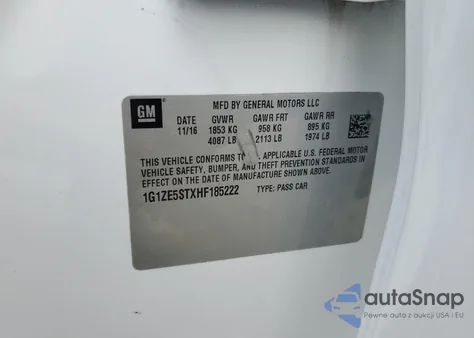 2017 Chevrolet Malibu Lt from USA, damaged, VIN 1G1ZE5STXHF185222